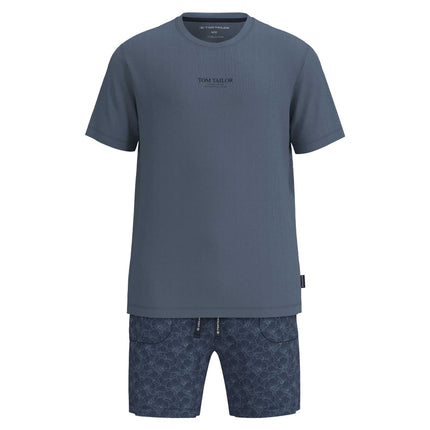 Tom Tailor pyjama korte broek perth print blue heren 71483-4009-625 Tom Tailor pyjama pantalon court perth print blue hommes