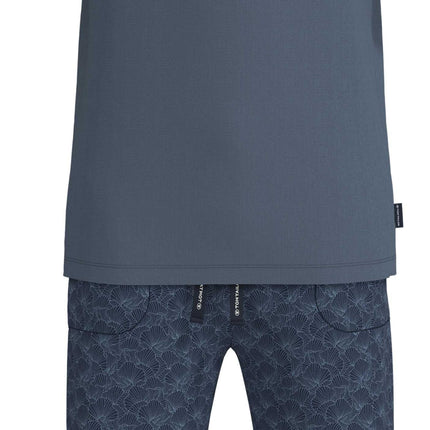 Tom Tailor pyjama korte broek perth print blue heren 71483-4009-625 Tom Tailor pyjama pantalon court perth print blue hommes