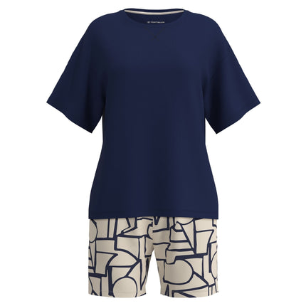 Tom Tailor pyjama korte broek stirling blue dames 60424-6085-635 Tom Tailor pyjama pantalon court stirling blue femmes