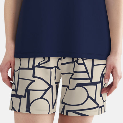 Tom Tailor pyjama korte broek stirling blue dames 60424-6085-635 Tom Tailor pyjama pantalon court stirling blue femmes