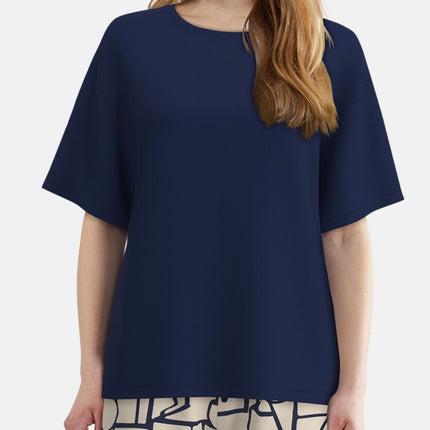 Tom Tailor pyjama korte broek stirling blue dames 60424-6085-635 Tom Tailor pyjama pantalon court stirling blue femmes