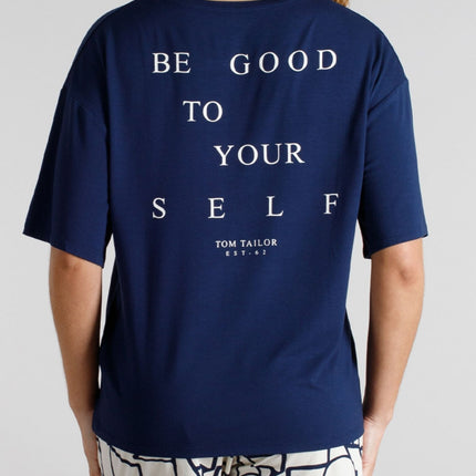 Tom Tailor pyjama korte broek stirling blue dames 60424-6085-635 Tom Tailor pyjama pantalon court stirling blue femmes