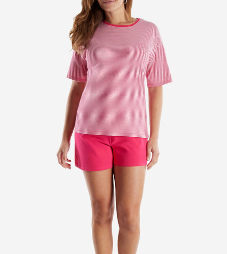 Tom Tailor pyjama korte broek stirling red dames 60416-6061-422 Tom Tailor pyjama pantalon court stirling red femmes