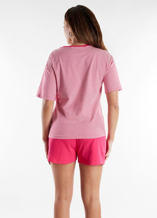 Tom Tailor pyjama korte broek stirling red dames 60416-6061-422 Tom Tailor pyjama pantalon court stirling red femmes