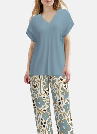 Tom Tailor pyjama lange broek aberdeen blue dames 60403-6085-625 Tom Tailor pyjama pantalon long aberdeen blue femmes