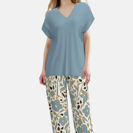 Tom Tailor pyjama lange broek aberdeen blue dames 60403-6085-625 Tom Tailor pyjama pantalon long aberdeen blue femmes
