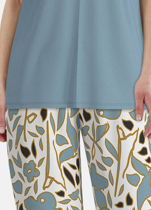 Tom Tailor pyjama lange broek aberdeen blue dames 60403-6085-625 Tom Tailor pyjama pantalon long aberdeen blue femmes