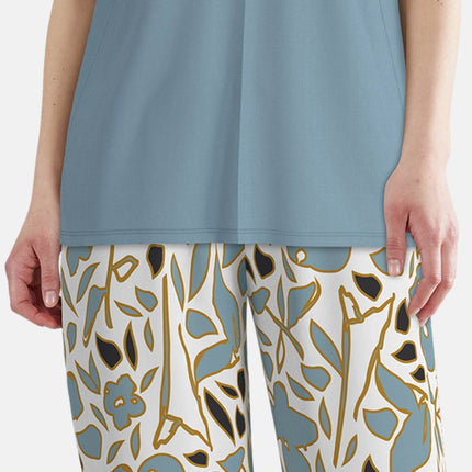 Tom Tailor pyjama lange broek aberdeen blue dames 60403-6085-625 Tom Tailor pyjama pantalon long aberdeen blue femmes