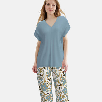 Tom Tailor pyjama lange broek aberdeen blue dames 60403-6085-625 Tom Tailor pyjama pantalon long aberdeen blue femmes