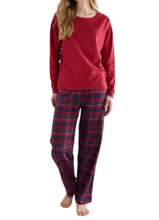 Tom Tailor pyjama lange broek checked dark red dames 60283-6549-434 Tom Tailor pyjama pantalon long checked dark red femmes