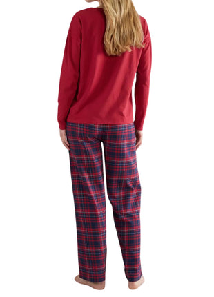 Tom Tailor pyjama lange broek checked dark red dames 60283-6549-434 Tom Tailor pyjama pantalon long checked dark red femmes