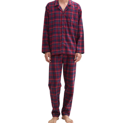 Tom Tailor pyjama lange broek checked dark red heren 71417-5200-434 Tom Tailor pyjama pantalon long checked dark red hommes