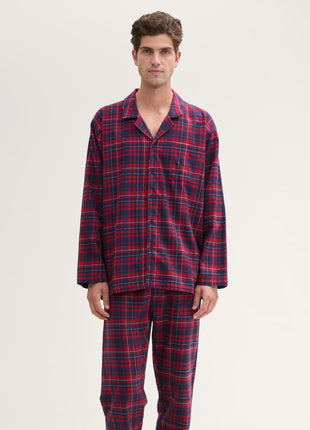 Tom Tailor pyjama lange broek checked dark red heren 71417-5200-434 Tom Tailor pyjama pantalon long checked dark red hommes