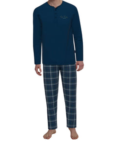 Tom Tailor pyjama lange broek milos blue checkered heren 71460-4009-654 Tom Tailor pyjama pantalon long milos blue checkered hommes