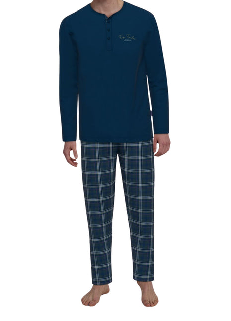 Tom Tailor pyjama lange broek milos blue checkered heren 71460-4009-654 Tom Tailor pyjama pantalon long milos blue checkered hommes