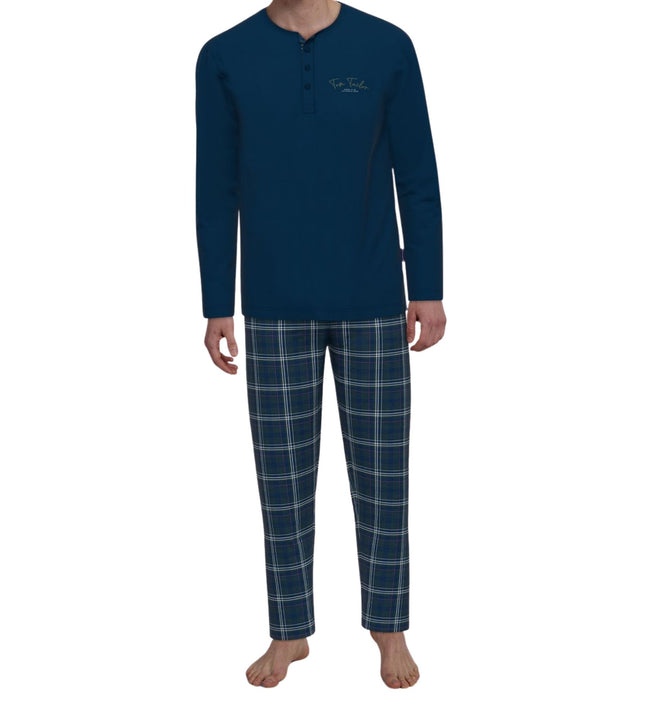 Tom Tailor pyjama lange broek milos blue checkered heren 71460-4009-654 Tom Tailor pyjama pantalon long milos blue checkered hommes