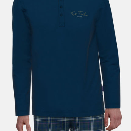 Tom Tailor pyjama lange broek milos blue checkered heren 71460-4009-654 Tom Tailor pyjama pantalon long milos blue checkered hommes