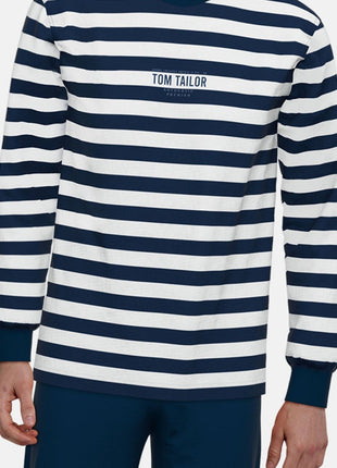 Tom Tailor pyjama lange broek milos blue striped heren 71457-4009-652 Tom Tailor pyjama pantalon long milos blue striped hommes