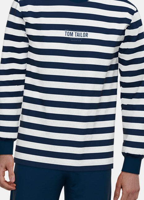 Tom Tailor pyjama lange broek milos blue striped heren 71457-4009-652 Tom Tailor pyjama pantalon long milos blue striped hommes
