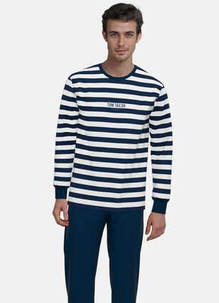 Tom Tailor pyjama lange broek milos blue striped heren 71457-4009-652 Tom Tailor pyjama pantalon long milos blue striped hommes