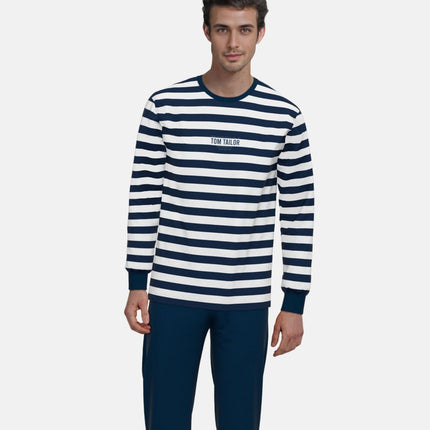 Tom Tailor pyjama lange broek milos blue striped heren 71457-4009-652 Tom Tailor pyjama pantalon long milos blue striped hommes