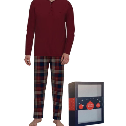 Tom Tailor pyjama lange broek rhodos red heren 71476-6542-424 Tom Tailor pyjama pantalon long rhodos red hommes