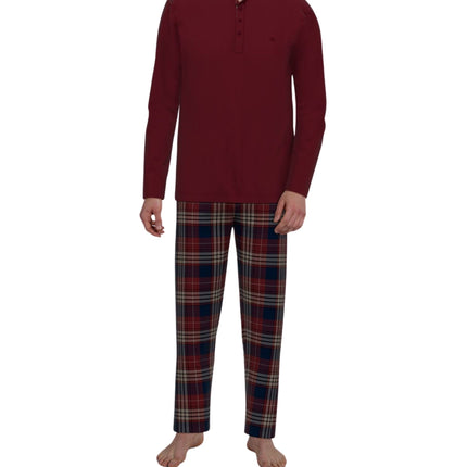 Tom Tailor pyjama lange broek rhodos red heren 71476-6542-424 Tom Tailor pyjama pantalon long rhodos red hommes