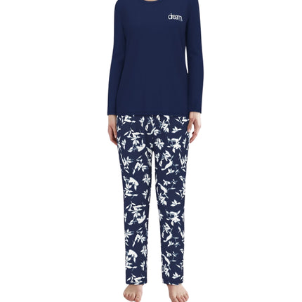 Tom Tailor pyjama lange broek sitia dark blue dames 60347-6085-635 Tom Tailor pyjama pantalon long sitia dark blue femmes