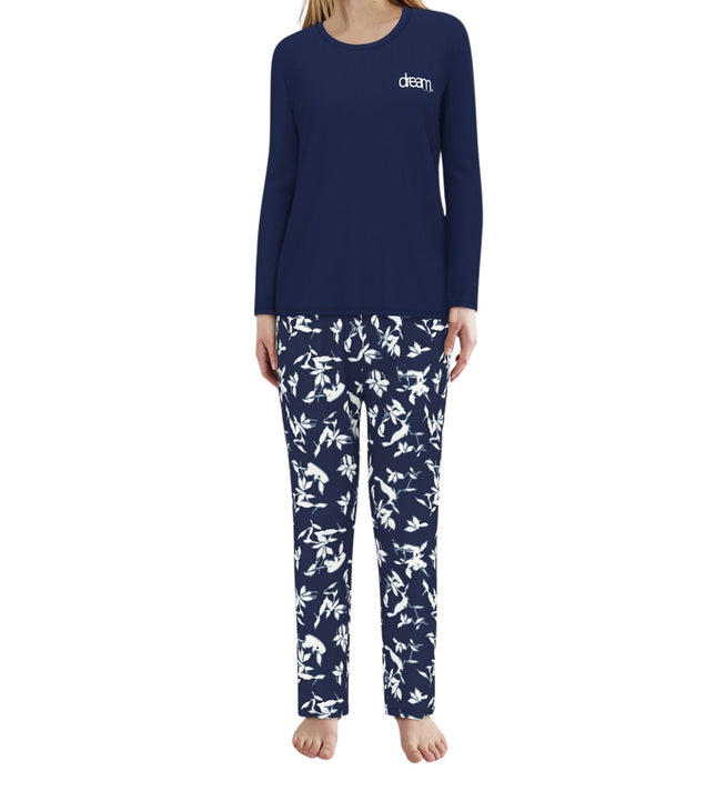 Tom Tailor pyjama lange broek sitia dark blue dames 60347-6085-635 Tom Tailor pyjama pantalon long sitia dark blue femmes