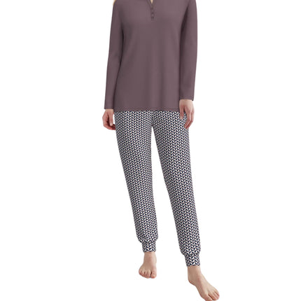 Tom Tailor pyjama lange broek sitia lila print dames 60341-6061-725 Tom Tailor pyjama pantalon long sitia lila print femmes