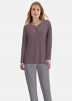 Tom Tailor pyjama lange broek sitia lila print dames 60341-6061-725 Tom Tailor pyjama pantalon long sitia lila print femmes