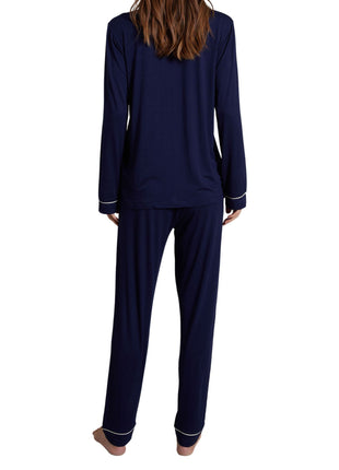 Tom Tailor pyjama lange broek sofia dark blue dames 60192-6085-630 Tom Tailor pyjama pantalon long sofia dark blue femmes