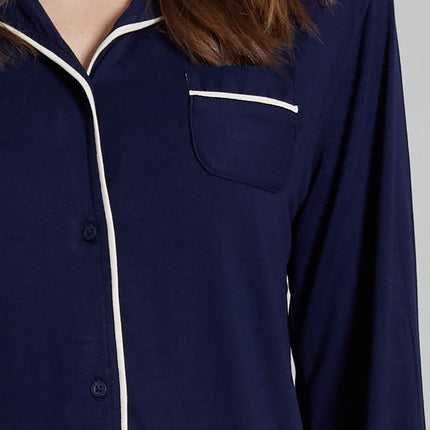 Tom Tailor pyjama lange broek sofia dark blue dames 60192-6085-630 Tom Tailor pyjama pantalon long sofia dark blue femmes