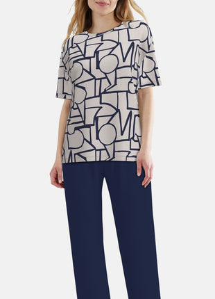 Tom Tailor pyjama lange broek stirling brown dames 60425-6085-515 Tom Tailor pyjama pantalon long stirling brown femmes