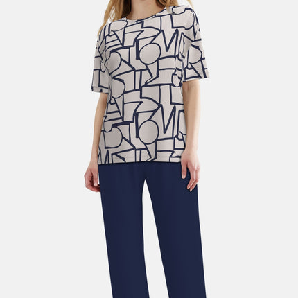 Tom Tailor pyjama lange broek stirling brown dames 60425-6085-515 Tom Tailor pyjama pantalon long stirling brown femmes
