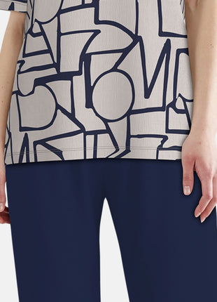 Tom Tailor pyjama lange broek stirling brown dames 60425-6085-515 Tom Tailor pyjama pantalon long stirling brown femmes