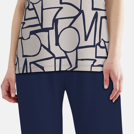 Tom Tailor pyjama lange broek stirling brown dames 60425-6085-515 Tom Tailor pyjama pantalon long stirling brown femmes