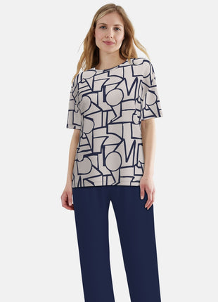 Tom Tailor pyjama lange broek stirling brown dames 60425-6085-515 Tom Tailor pyjama pantalon long stirling brown femmes