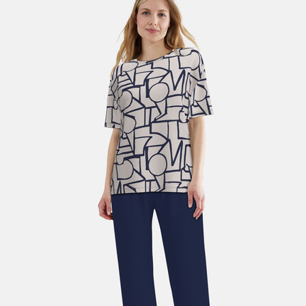 Tom Tailor pyjama lange broek stirling brown dames 60425-6085-515 Tom Tailor pyjama pantalon long stirling brown femmes