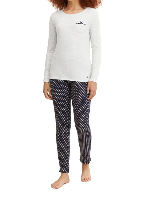 Tom Tailor pyjama lange broek vienna blue dames 60020-6061-625 Tom Tailor pyjama pantalon long vienna blue femmes
