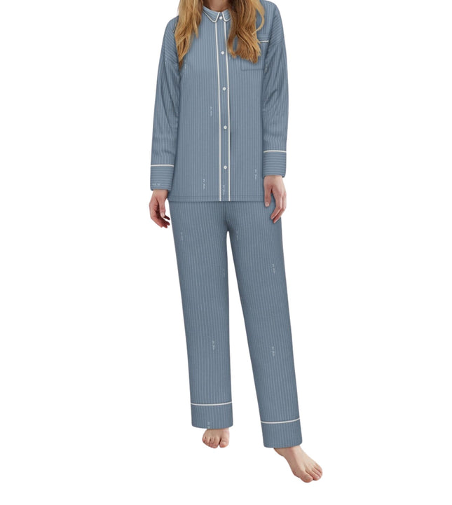 Tom Tailor pyjama lange broek xanthi blue dames 60362-6061-623 Tom Tailor pyjama pantalon long xanthi blue femmes