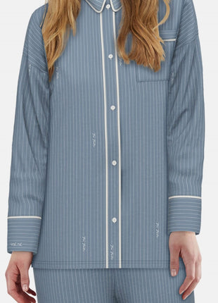 Tom Tailor pyjama lange broek xanthi blue dames 60362-6061-623 Tom Tailor pyjama pantalon long xanthi blue femmes