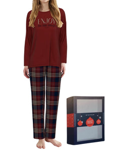 Tom Tailor pyjama lange broek xanthi red dames 60386-6549-424 Tom Tailor pyjama pantalon long xanthi red femmes
