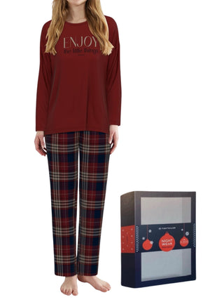 Tom Tailor pyjama lange broek xanthi red dames 60386-6549-424 Tom Tailor pyjama pantalon long xanthi red femmes
