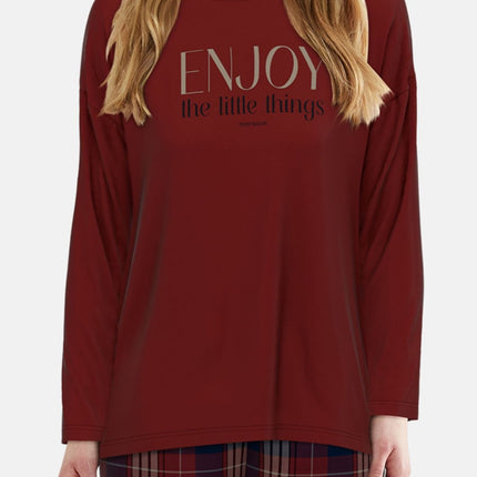 Tom Tailor pyjama lange broek xanthi red dames 60386-6549-424 Tom Tailor pyjama pantalon long xanthi red femmes