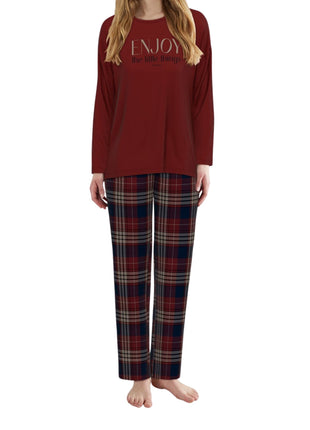 Tom Tailor pyjama lange broek xanthi red dames 60386-6549-424 Tom Tailor pyjama pantalon long xanthi red femmes