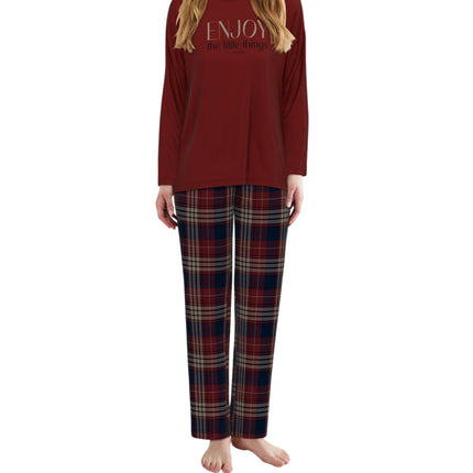 Tom Tailor pyjama lange broek xanthi red dames 60386-6549-424 Tom Tailor pyjama pantalon long xanthi red femmes
