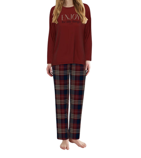 Tom Tailor pyjama lange broek xanthi red dames 60386-6549-424 Tom Tailor pyjama pantalon long xanthi red femmes
