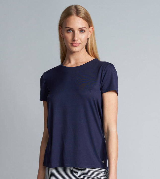 Tom Tailor pyjamashirt round neck solid blue dames  64007-6085-630 Tom Tailor haut de pyjama round neck solid blue femmes