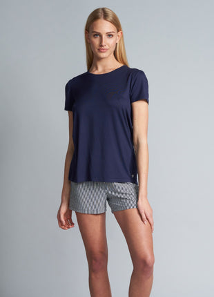 Tom Tailor pyjamashirt round neck solid blue dames  64007-6085-630 Tom Tailor haut de pyjama round neck solid blue femmes